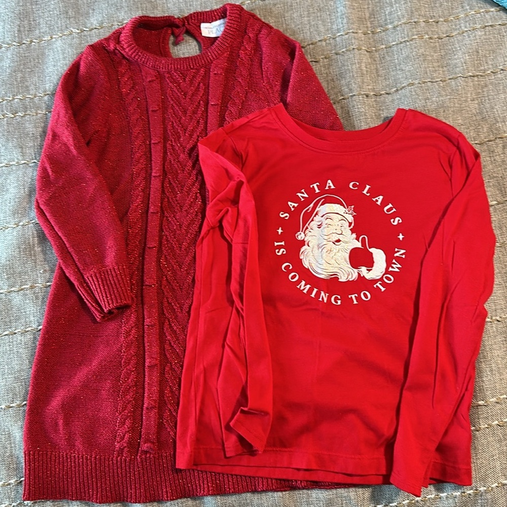 Girls Christmas dress and long sleeve sleeve shirt